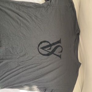 Victoria Secret T-Shirt Women XL Black Glitter Logo Round Neck Short Sleeve